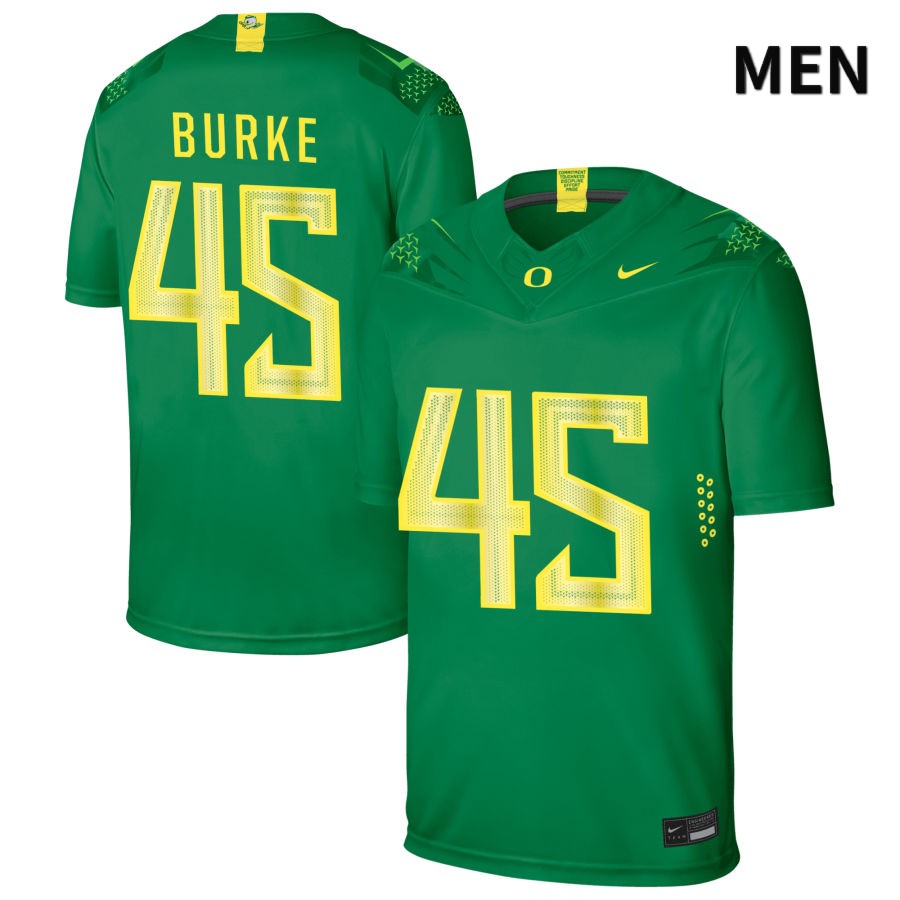 Oregon Ducks Men's #45 Peter Burke Football College Authentic Green NIL 2022 Nike Jersey DKM22O1R